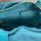 Handtasche Pfauengrün bestickt mit Blättern 06